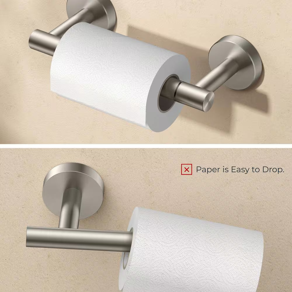 Wall Mount Post Toilet Paper Holder in Brushed Nickel
