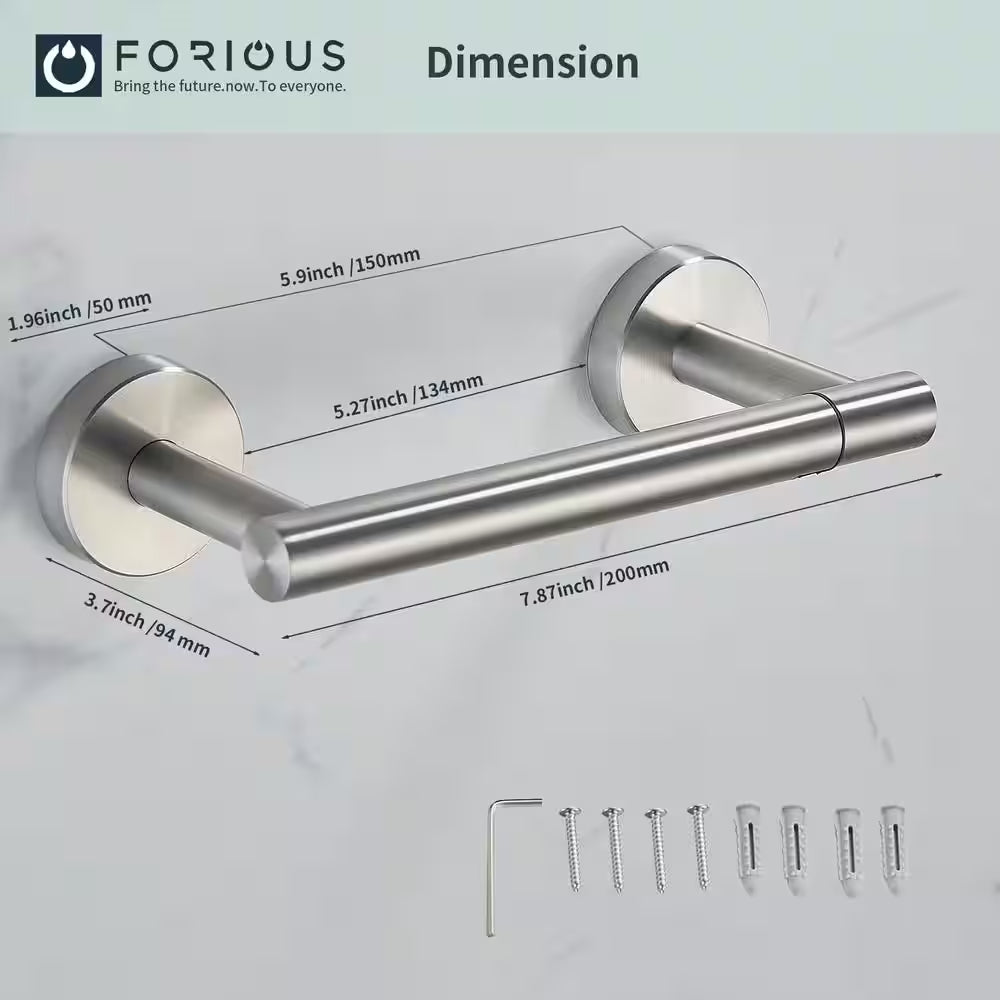 Wall Mount Post Toilet Paper Holder in Brushed Nickel