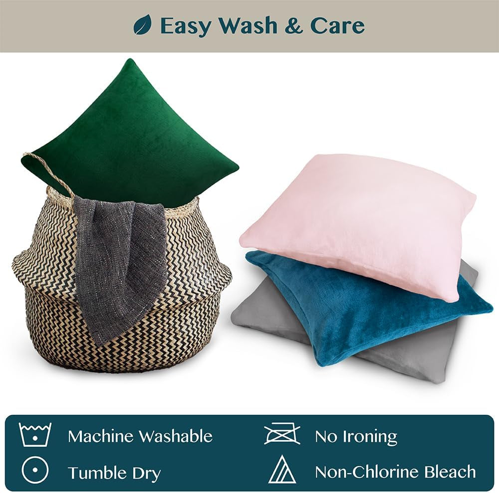 Dark Gray Velvet Fleece Throw Pillow Covers 18X18 Set of 2, Soft Decorative Cushion Covers for Couch Sofa Bed, Square Accent Pillow Cases with Hidden Zipper