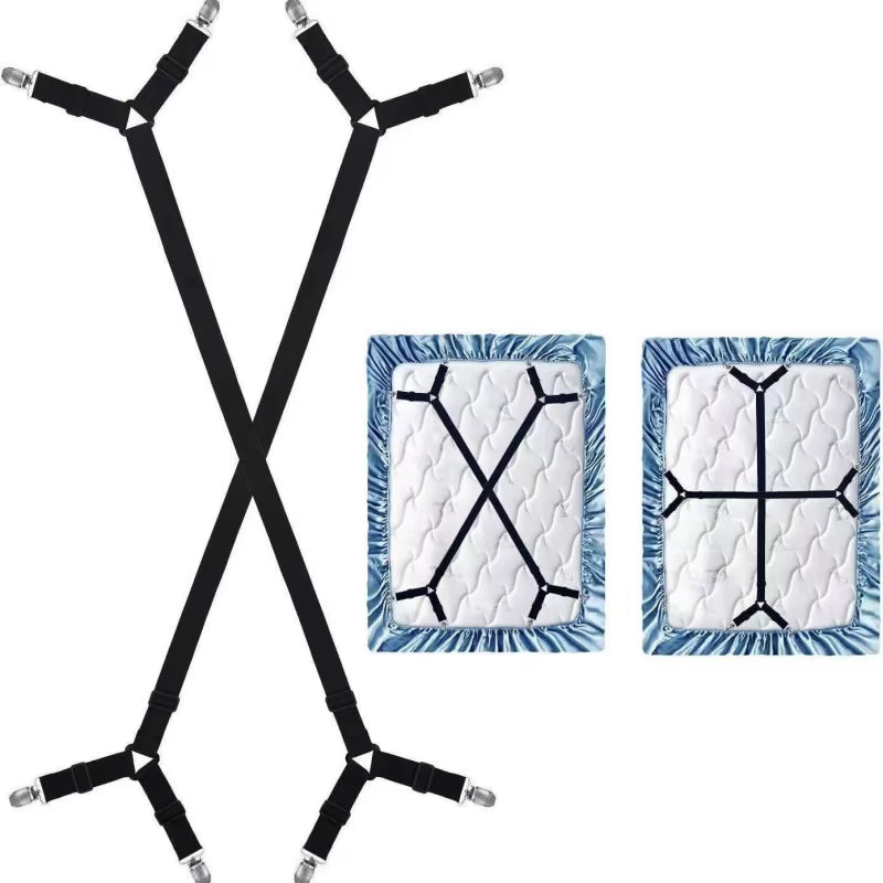 Universal Bed Sheet Fixed Holder High Elastic Adjustable Crisscross Fastener Straps Kits Non-Slip Sofa Cover Clips