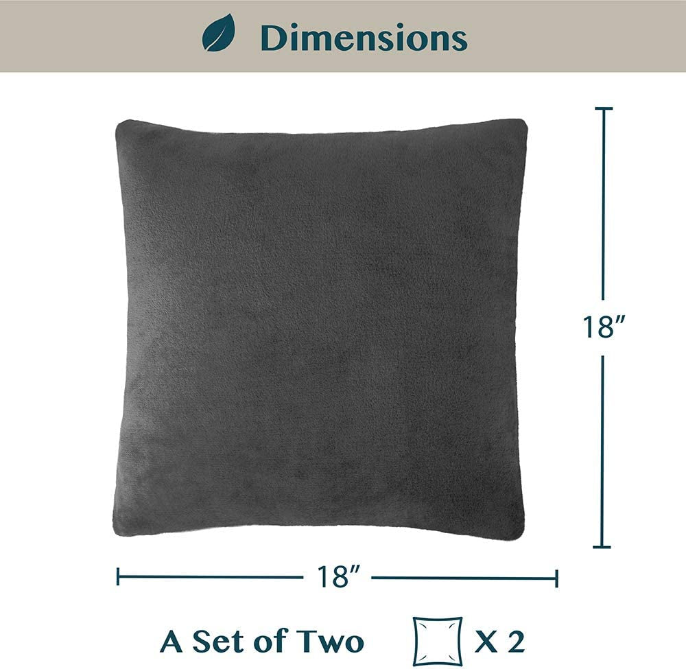 Dark Gray Velvet Fleece Throw Pillow Covers 18X18 Set of 2, Soft Decorative Cushion Covers for Couch Sofa Bed, Square Accent Pillow Cases with Hidden Zipper