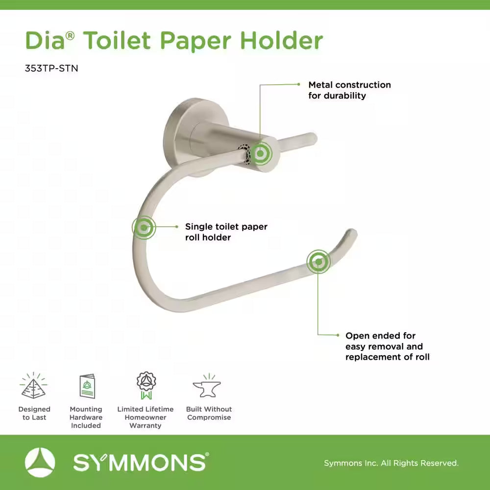 Dia Wall Mounted Toilet Paper Holder in Satin Nickel