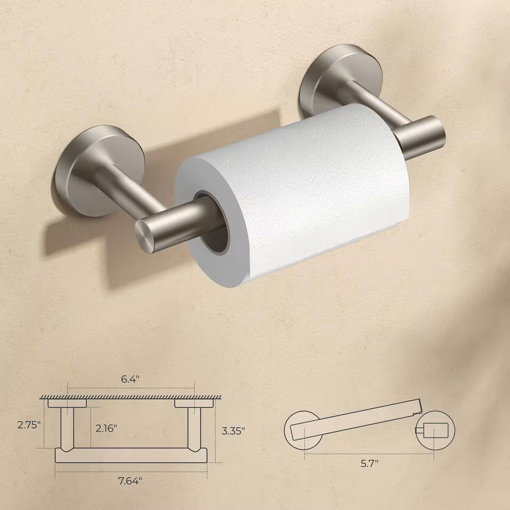 Wall Mount Post Toilet Paper Holder in Brushed Nickel
