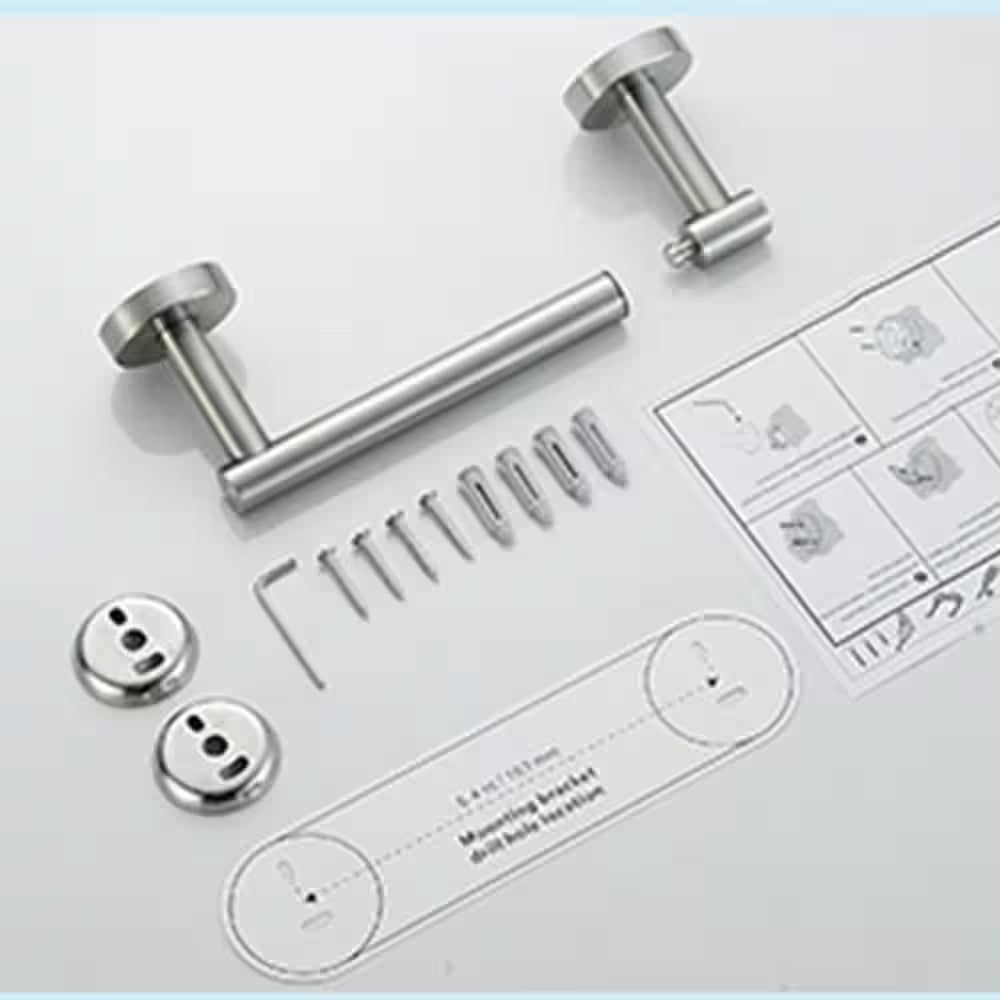 Wall Mount Post Toilet Paper Holder in Brushed Nickel
