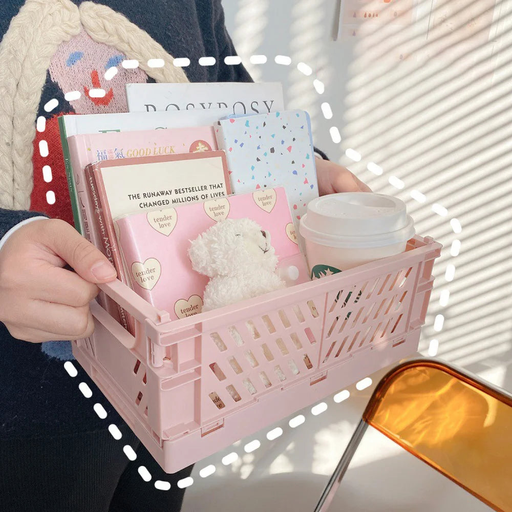 Mr.Paper 6 Styles Plastic Stackable Foldable Stationary Holder Simple Cute Student Office Desktop Storage Stationery Organizer