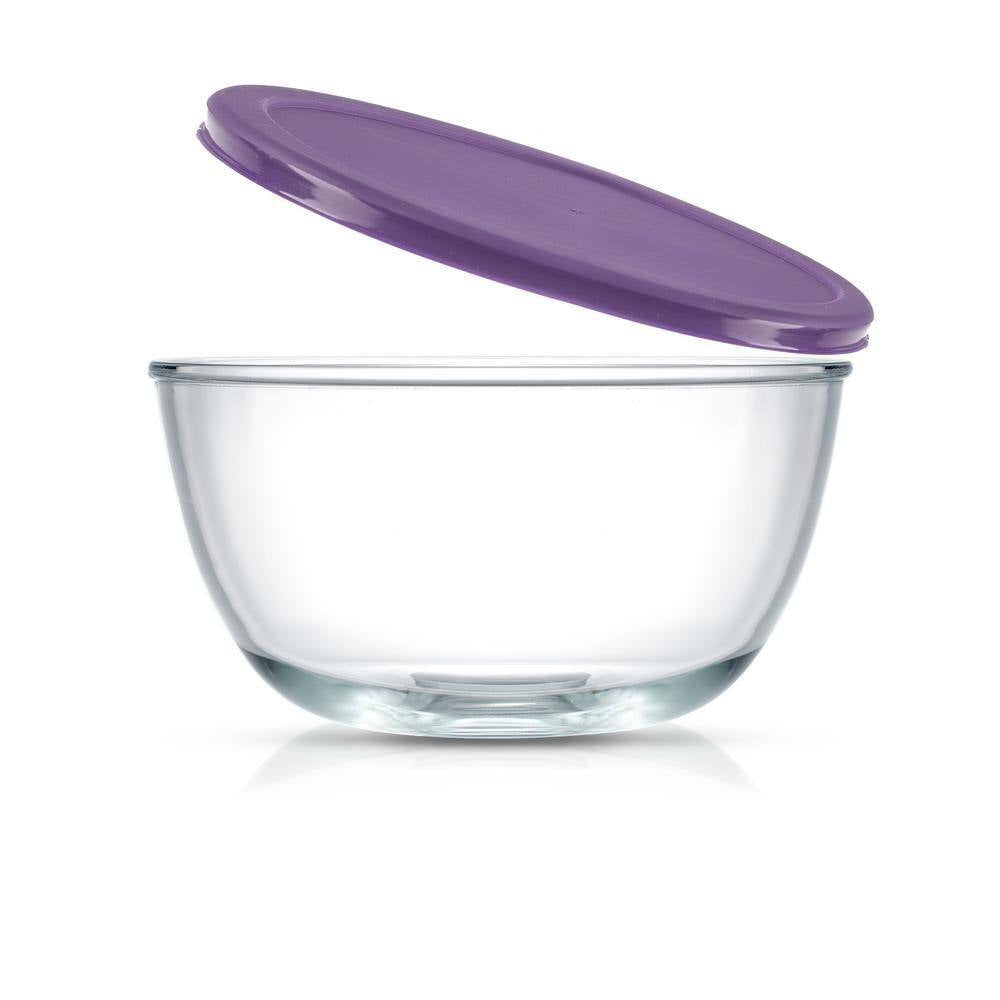 Joyful 4 Piece Glass Purple Mixing Bowls Set with Airtight Lids