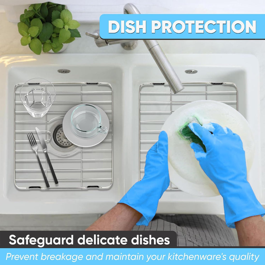 Sink Protectors for Kitchen Sink, Rust-Resistant Scratch-Preventing Stainless Steel Sink Protector Grid, Non-Slip Kitchen Sink Rack for Washing, 23 X 14.4 X 1 Inch