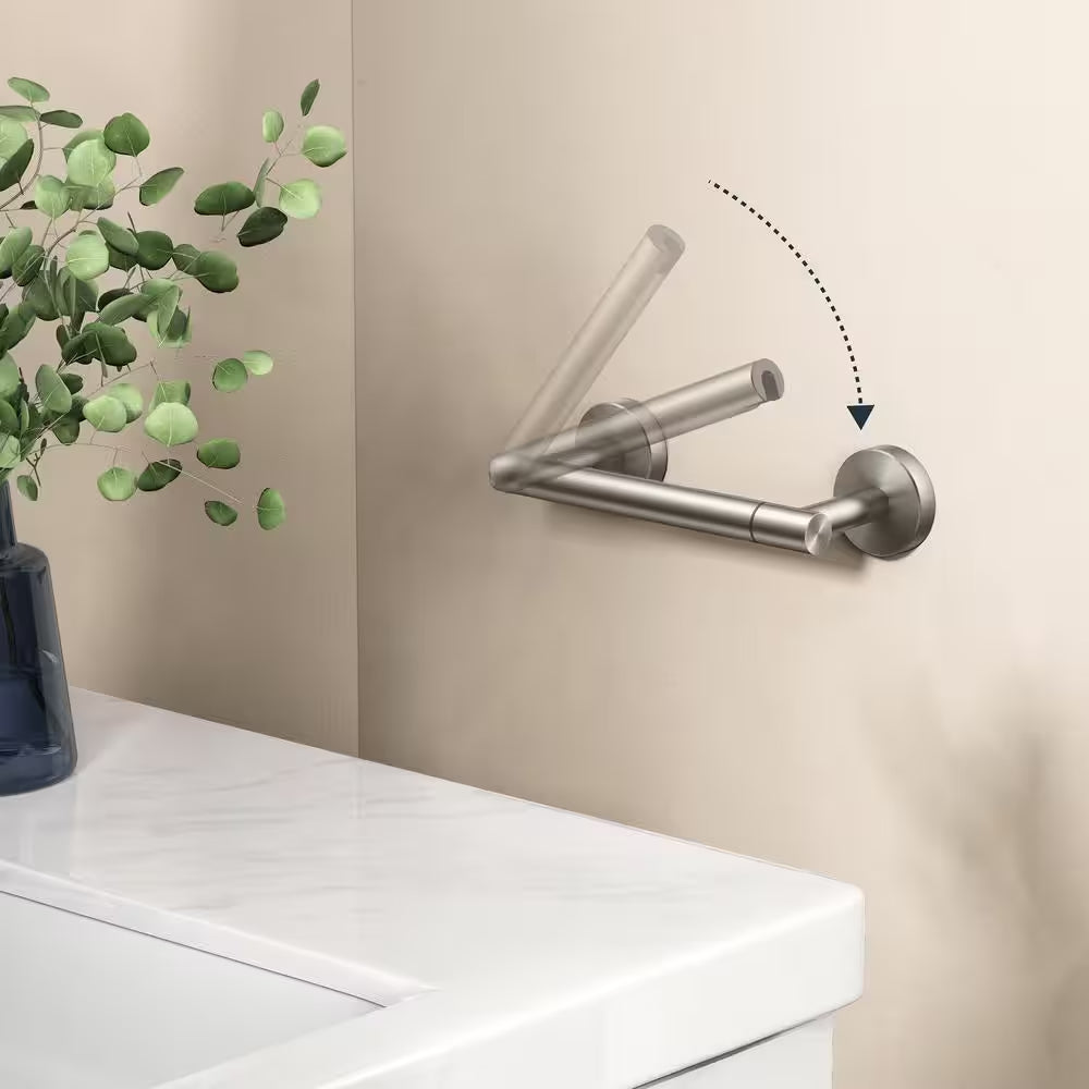 Wall Mount Post Toilet Paper Holder in Brushed Nickel
