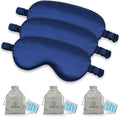 SLEEPLUSH Mulberry Silk Sleep Mask – Smooth Eye Mask for Sleeping with Silk Covered Straps – Best Travel Sleeping Mask Comes with Ear Plugs and Pocket Bag (Blue (Pack of 3))