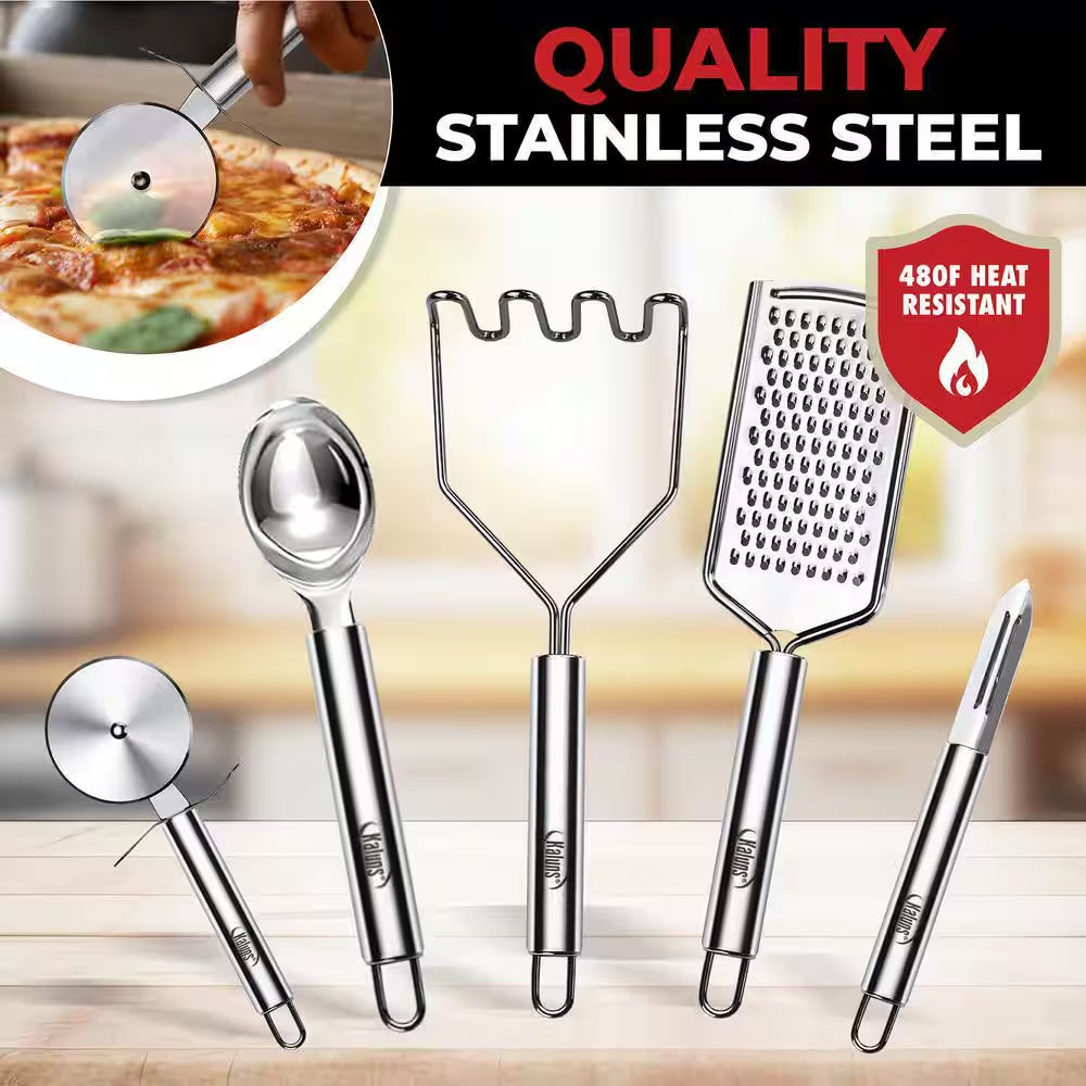 Black, 50-Piece Set of Silicone Kitchen Utensils, Complete Kitchen Set, Premium Silicone Cooking Utensils