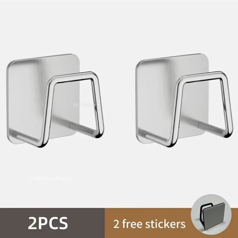 Kitchen Stainless Steel Sink Sponges Holder Self Adhesive Drain Drying Rack Kitchen Wall Hooks Accessories Storage Organizer