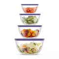 Joyful 4 Piece Glass Purple Mixing Bowls Set with Airtight Lids
