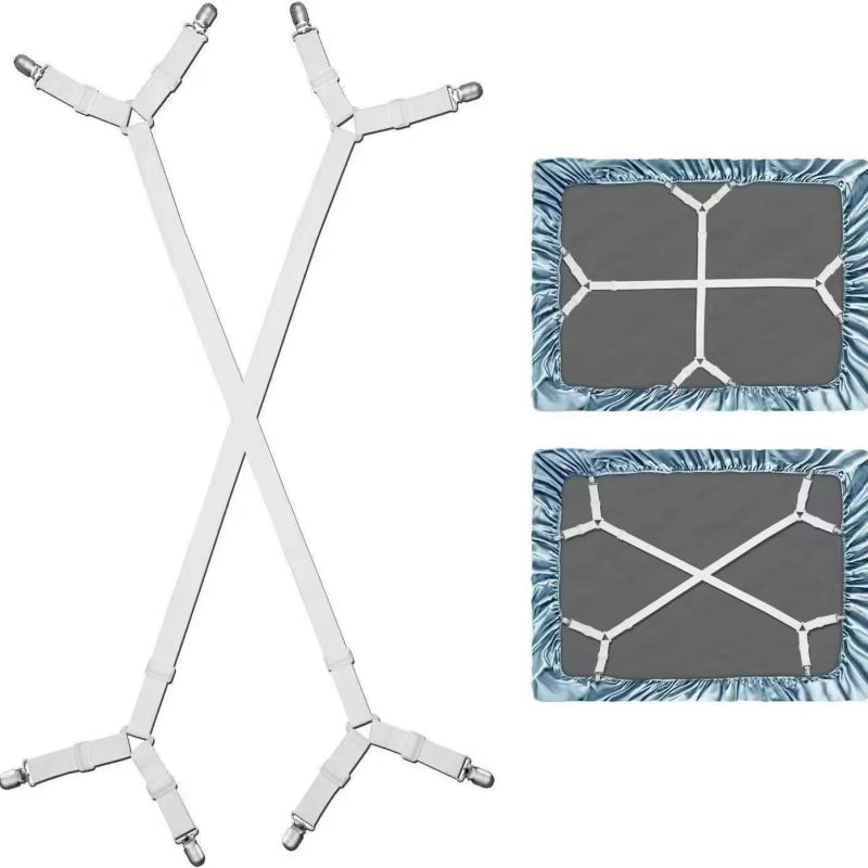 Universal Bed Sheet Fixed Holder High Elastic Adjustable Crisscross Fastener Straps Kits Non-Slip Sofa Cover Clips