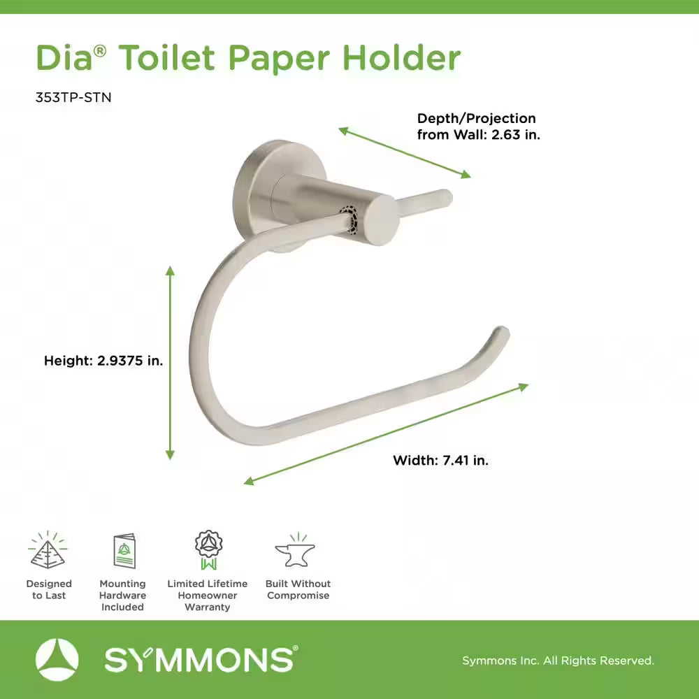 Dia Wall Mounted Toilet Paper Holder in Satin Nickel