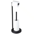Bathroom Freestanding Toilet Paper Holder Stand with Reserver in Matte Black
