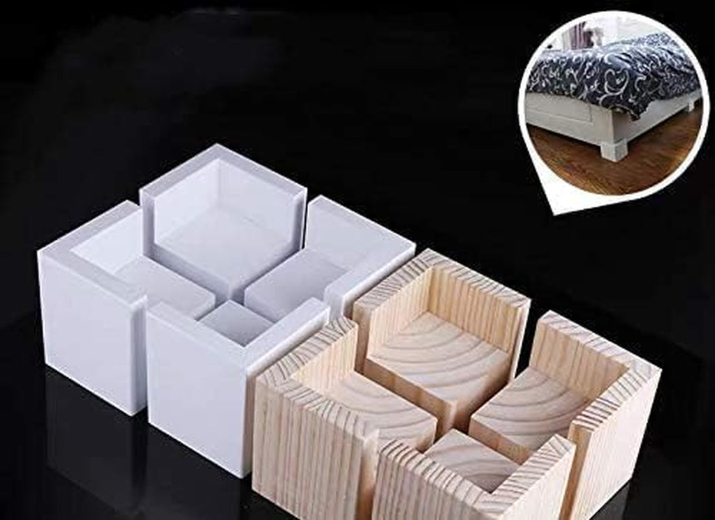 Set of 4 Bed Risers White Furniture Risers Heavy Duty Lifts Height 2", Solid Natural Wood Risers for Bed, Furniture, Table, Sofa,Chair Risers Furniture Legs